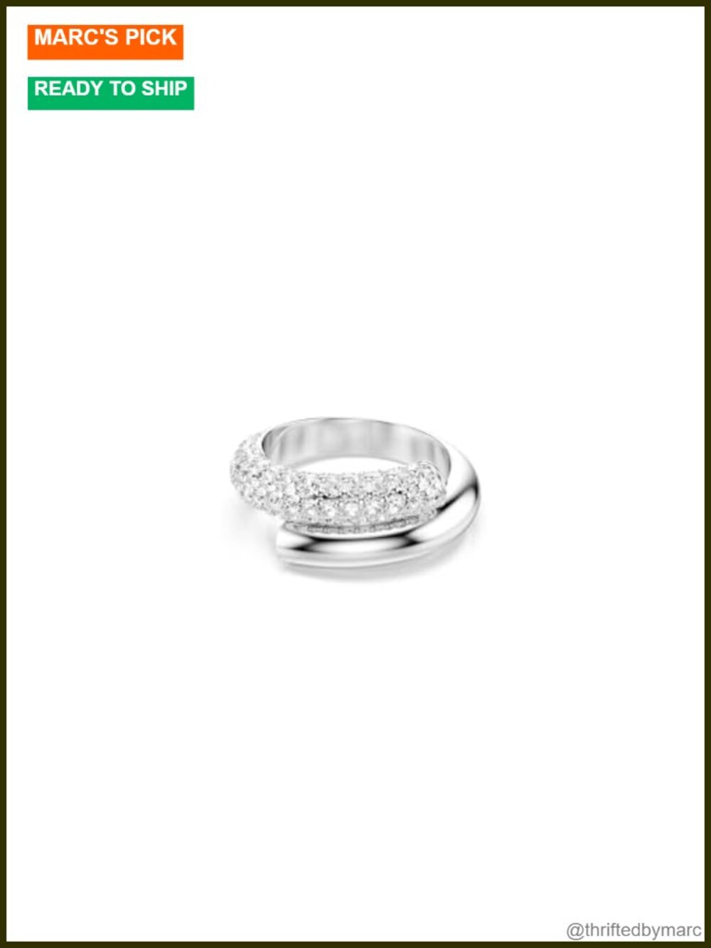 Swarovski Dextera Rhodium Plated Crystal Statement Ring